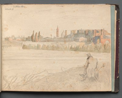Album con vedute di Roma e dintorni, studi di paesaggio, pagina 48a: Veduta panoramica di Roma da Franz Johann Heinrich Nadorp