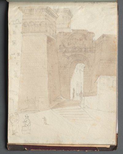 Album con Vedute di Roma e Dintorni, Studi di Paesaggio, pagina 50a: Veduta Architettonica Romana da Franz Johann Heinrich Nadorp