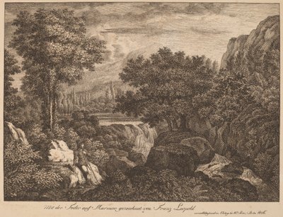 Viaggiatori che riposano in un paesaggio montuoso da Franz Joseph Leopold