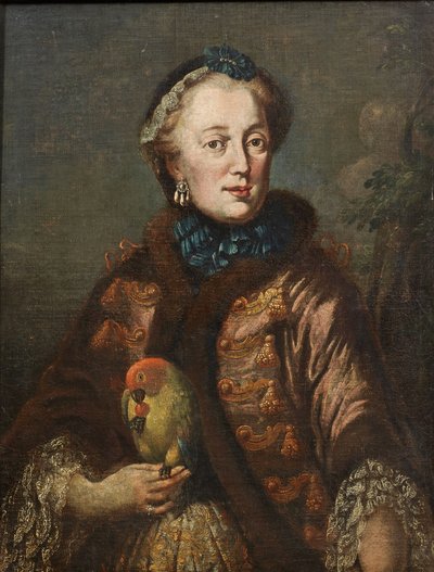 Ritratto di Maria Anna Sofia di Sassonia (1728-1797), Elettrice di Baviera, con un uccello. da Franz Joseph Winder