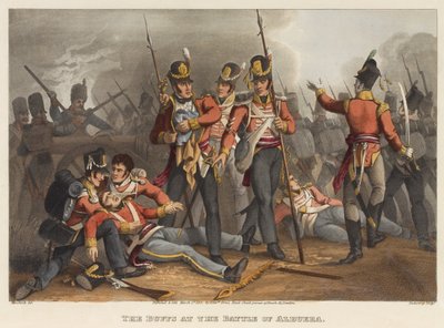 I Buffs alla battaglia di Albuera (acquatinta colorata) da Franz Joseph after Manskirch