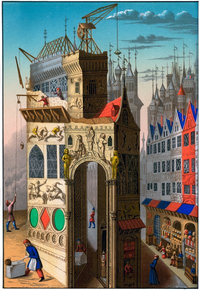 Costruzione di edifici, Francia, XV secolo 1849 da Franz Kellerhoven