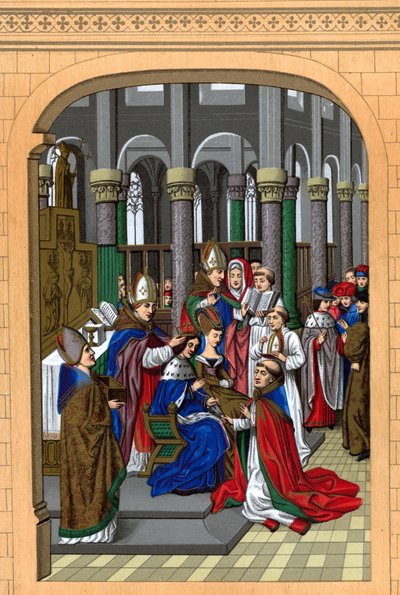 Incoronazione di Carlo V, Re di Francia, XIV secolo, 1870 da Franz Kellerhoven
