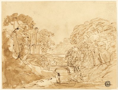 Paesaggio con ponte e rovine da Franz Kobell