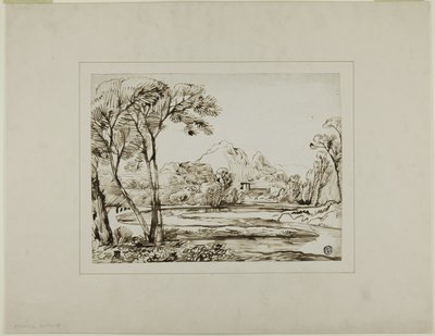 Paesaggio con fiume e colline lontane da Franz Kobell