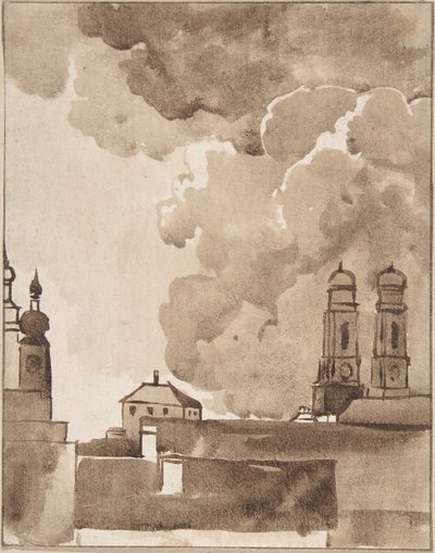 Vista di Monaco con Marienkirche a destra, fine XVIII-inizio XIX secolo da Franz Kobell