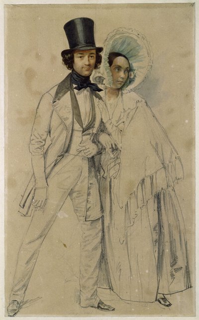 I coniugi Paul e Amalie Taglioni (Studio per il dipinto «Parata del primo reggimento della guardia a piedi», 1839) da Franz Krüger