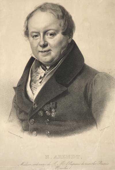 Ritratto del medico personale imperiale Nicholas Martin Arendt 1785-1859, 1836 da Franz Krüger