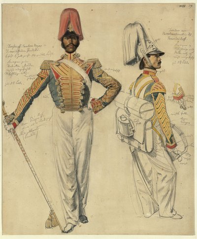 Tamburmaggiore Vasily Kossarev, tamburino del reggimento Kuzma Krassilnikov da Franz Krüger