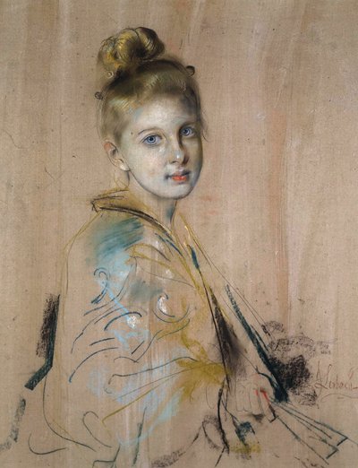 Ragazza con un Ventaglio, 1880s da Franz von Lenbach