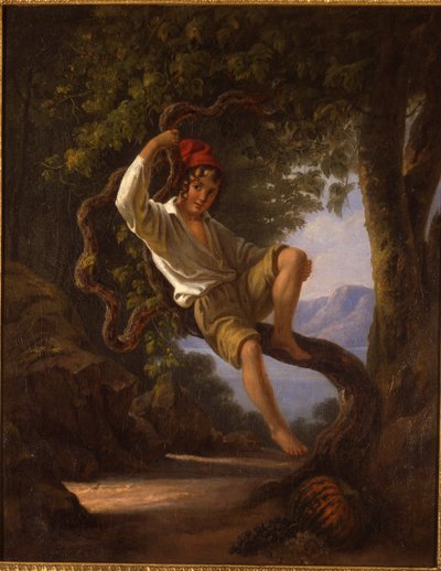 Un giovane ragazzo che si arrampica su un albero, anni 1820 da Franz Ludwig Catel
