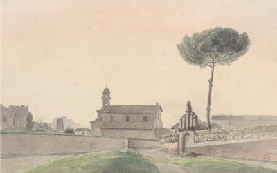 Vista della chiesa di San Pancrazio, Roma, da sud, 1834 da Franz Ludwig Catel