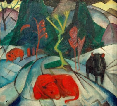 Bisonte in inverno (Bisonte rosso) da Franz Marc