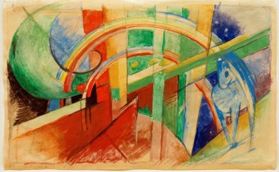 Cavallo blu con arcobaleno da Franz Marc