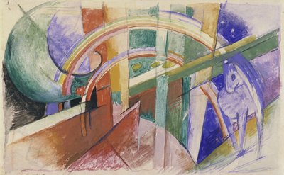 Cavallo blu con arcobaleno da Franz Marc