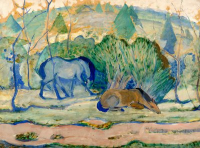 Cavalli al pascolo Cavalli in un paesaggio da Franz Marc