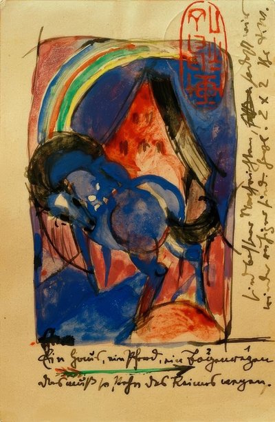 Cavallo e casa con arcobaleno da Franz Marc