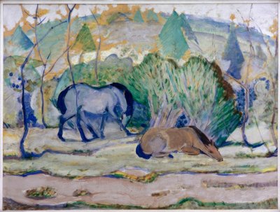 Cavalli al pascolo (Cavalli nel paesaggio) da Franz Marc