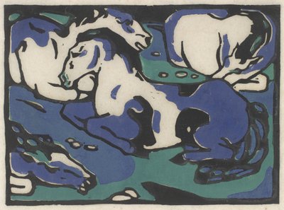 Ruhende Pferde (Cavalli a riposo), 1911-1912, stampato 1916 da Franz Marc