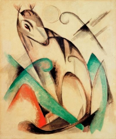 Creatura mitica seduta da Franz Marc