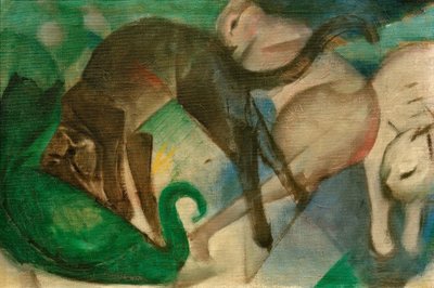 Gatti che giocano (Immagine di gatti) da Franz Marc
