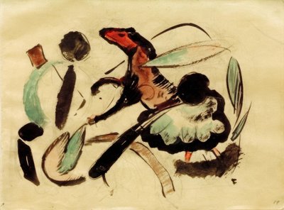 Cavallo saltante con forme vegetali da Franz Marc