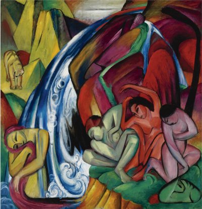Le donne sotto una cascata, 1912 da Franz Marc