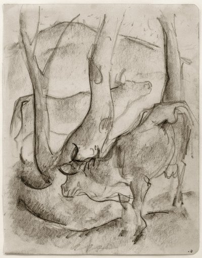 Due mucche sotto gli alberi da Franz Marc
