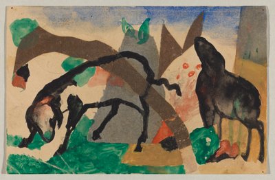 Due pecore, cartolina da Sindelsdorf a Wassily Kandinsky a Murnau da Franz Marc