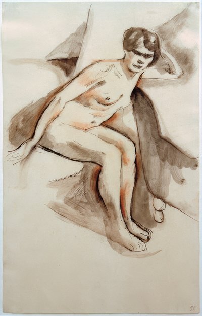 Nudo seduto con busto inclinato da Franz Nolken