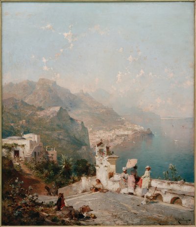 Signore eleganti osservano il Golfo di Salerno da Franz Richard Unterberger