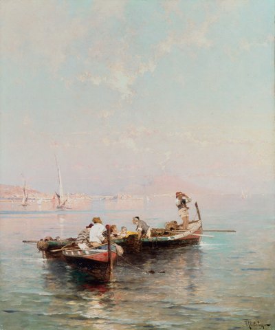 Barca da pesca nella baia di Napoli da Franz Richard Unterberger