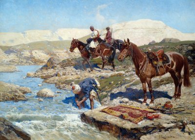 Cavalieri circassi che attraversano il fiume da Franz Roubaud