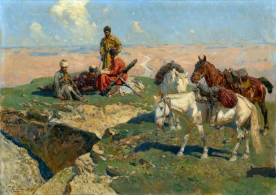 La sosta dei guerrieri del Caucaso da Franz Roubaud