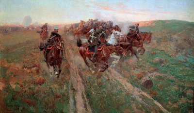 Scena dalla Battaglia di Kuryuk-Dara nel luglio 1854 da Franz Roubaud