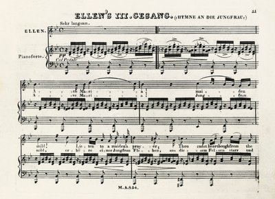 Note iniziali di Ave Maria di Franz Schubert (1797-1828) da Franz Schubert