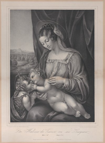 La Vergine e il Bambino con il piccolo San Giovanni Battista, con il Bambino Gesù sdraiato, 1836 da Franz Seraph Hanfstaengl