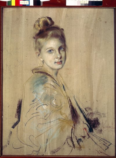 Giovane ragazza con un ventaglio da Franz Seraph von Lenbach