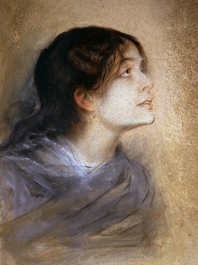 Ritratto di Eleonora Duse (Vigevano 1858 - Pittsburgh 1924), attrice italiana, dipinto di Franz von Lembach (1836-1904), pastello su cartone, 68x47 cm da Franz Seraph von Lenbach