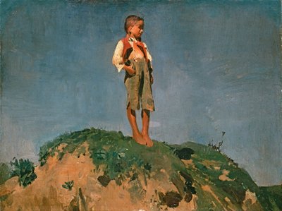 Pastorello su una collina erbosa, 1859 circa (olio su cartone) da Franz Seraph von Lenbach