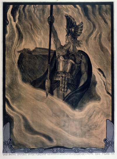 Odin che evoca il fuoco, c.1914 da Franz Stassen