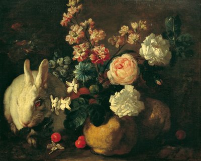 Natura morta con coniglio, fiori e frutti da Franz Werner Tamm