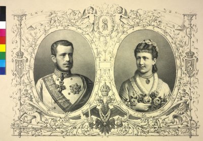 Doppia immagine di Francesco Giuseppe I, principe ereditario Rodolfo e principessa Stefania da Franz Wurbel