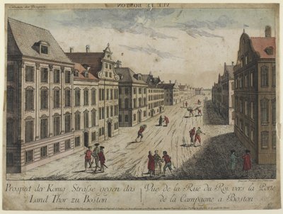 Veduta di Rue du Roi--Boston (1776) da Franz Xaver Habermann