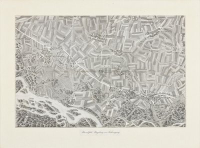 Mappa prospettica del Marchfeld. Dintorni di Sachsengang da Franz Xaver Schweickhardt