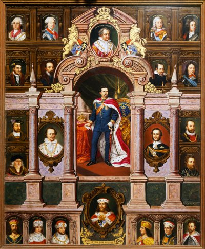 Pannello con ritratti dei re bavaresi della famiglia Wittelsbach da Franz Xaver Thallmaier