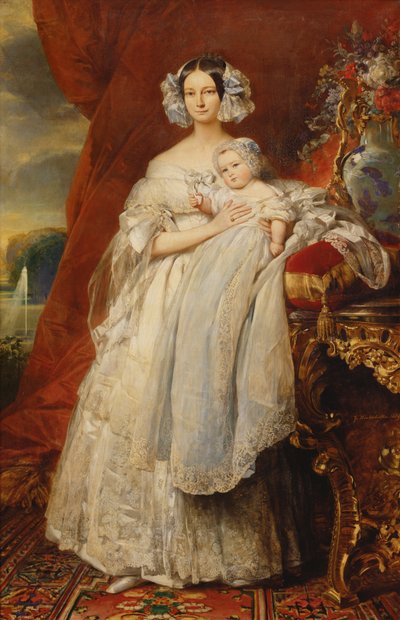 Helene-Louise de Mecklembourg-Schwerin, Duchessa di Orleans con suo figlio Conte di Parigi da Franz Xaver Winterhalter