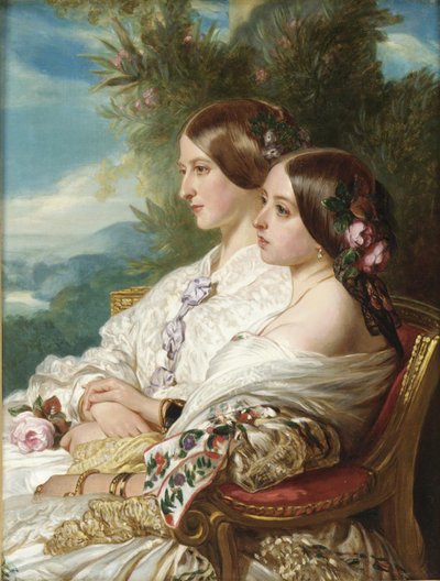 La regina Vittoria e sua cugina, la duchessa di Nemours, 1852 da Franz Xaver Winterhalter