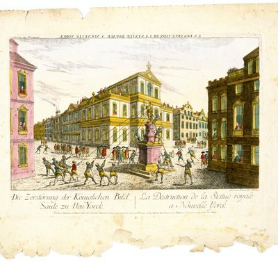 Vue d’Optique/Die Zerstörung der Königlichen Bild Säule zu Neu Yorc da Franz Xavier Habermann