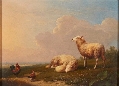 Pecore e polli in un prato da Franz van Severdonck